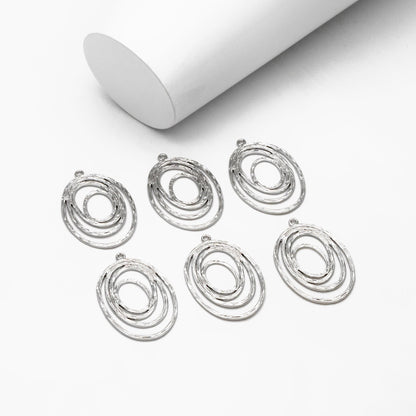 10pcs Gold/ Silver Oval Vortex Charms, Gold/ Rhodium plated Brass Oval Pendants, Dangle Earring Components (GB-2830)