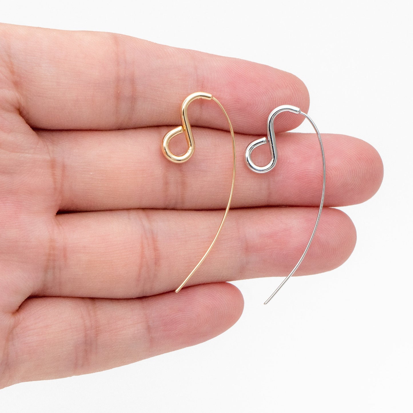 10pcs Gold/ Rhodium plated Brass Ear Hooks 38X13mm, Simple Earwires Earring Components (GB-3844)