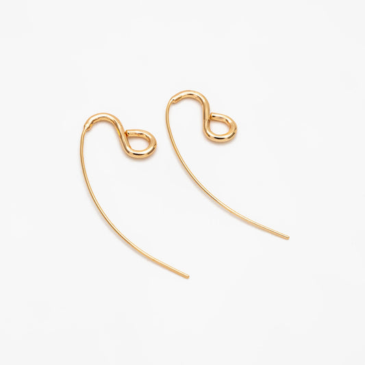 10pcs Gold/ Rhodium plated Brass Ear Hooks 38X13mm, Simple Earwires Earring Components (GB-3844)