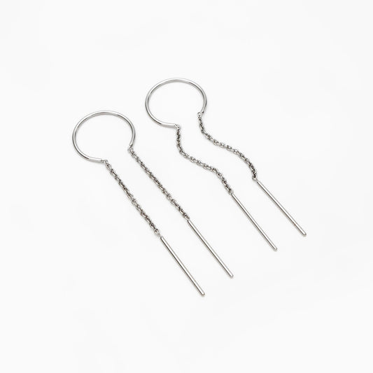 10pcs Gold/ Silver Threader Earrings, 1mm Cable Chain Earwire Thread, Earring Supply Findings Wholesale (GB-1735-D)