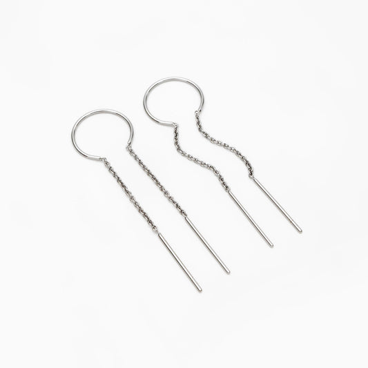 10pcs Gold/ Silver Threader Earrings, 1mm Cable Chain Earwire Thread, Earring Supply Findings Wholesale (GB-1735-D)