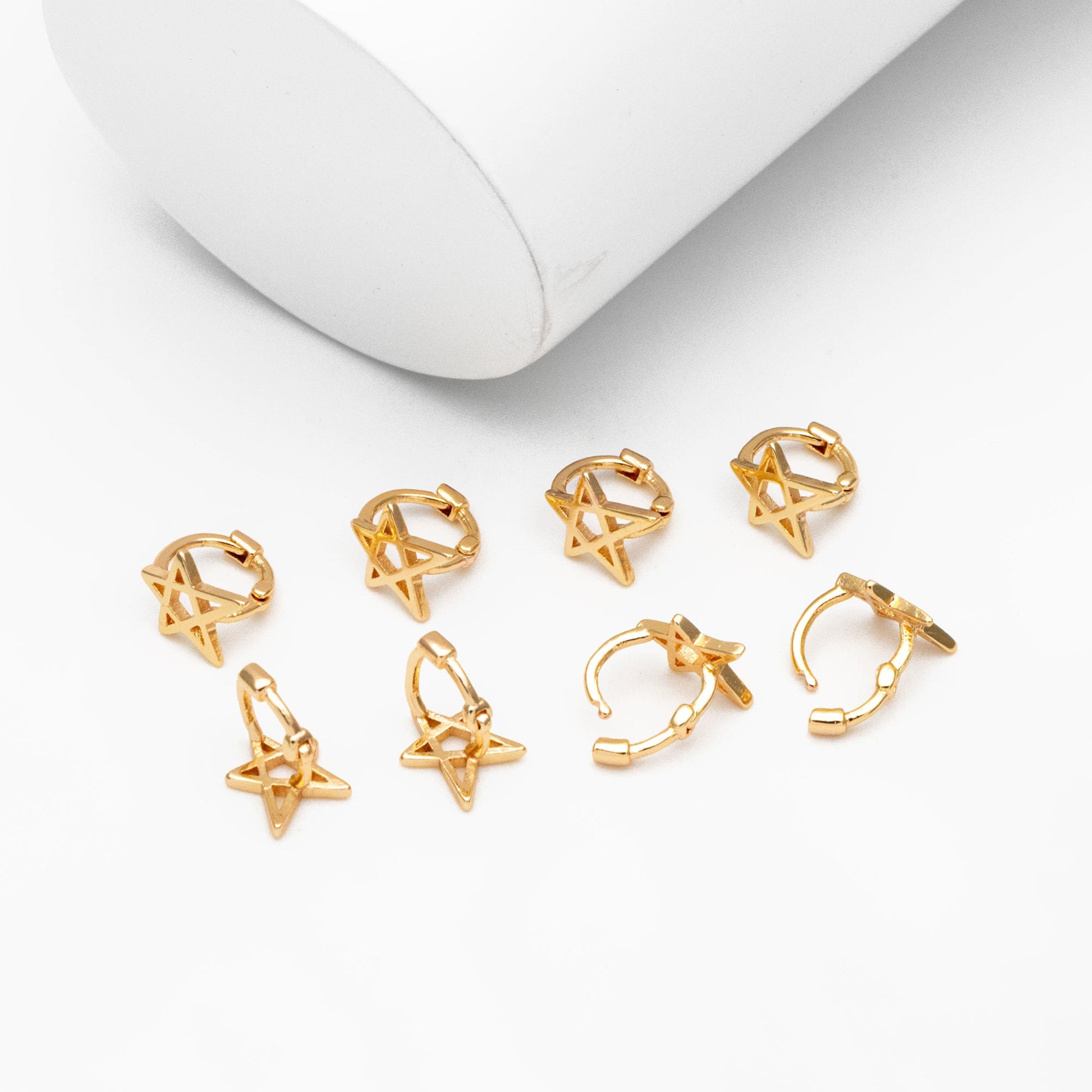4pcs Gold Tiny Star Hoop Earrings, Huggie Earrings, Minimalist Earring, Small Gold Hoops Earring (GB-3474-B)