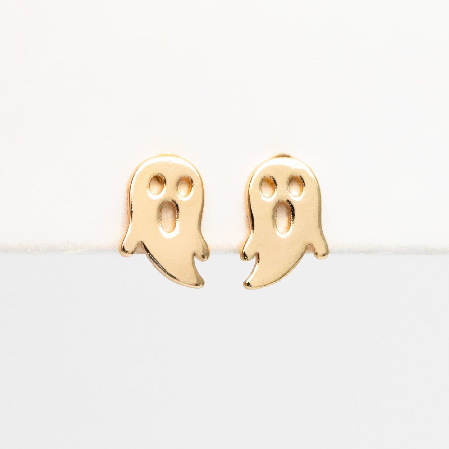 10pcs Gold Ghost Earrings 9x6mm, Gold Plated Brass Minimalist Stud Earrings (GB-3312-A)