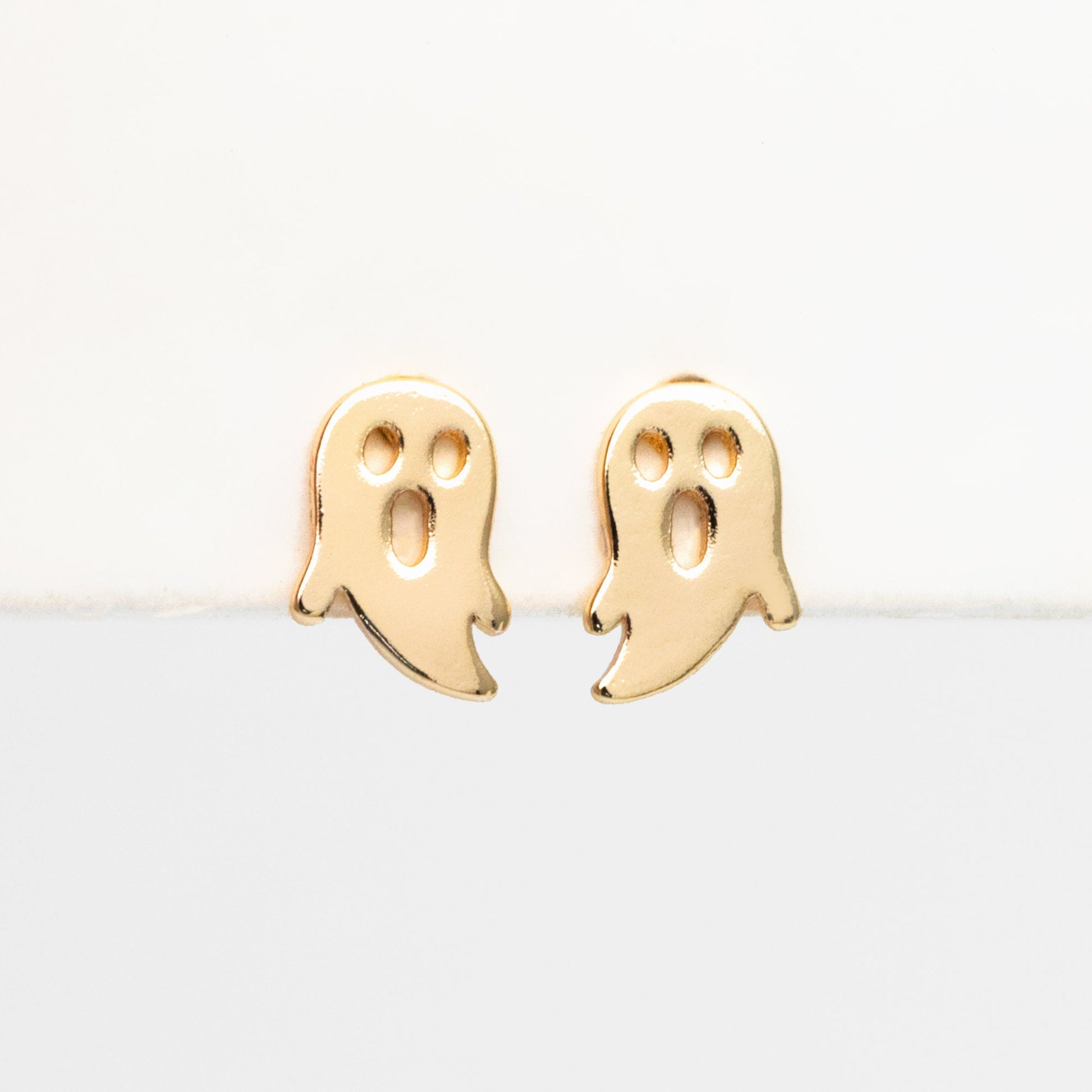 10pcs Gold Ghost Earrings 9x6mm, Gold Plated Brass Minimalist Stud Earrings (GB-3312-A)