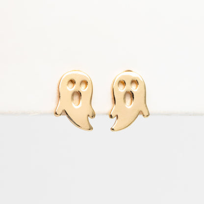10pcs Gold Ghost Earrings 9x6mm, Gold Plated Brass Minimalist Stud Earrings (GB-3312-A)