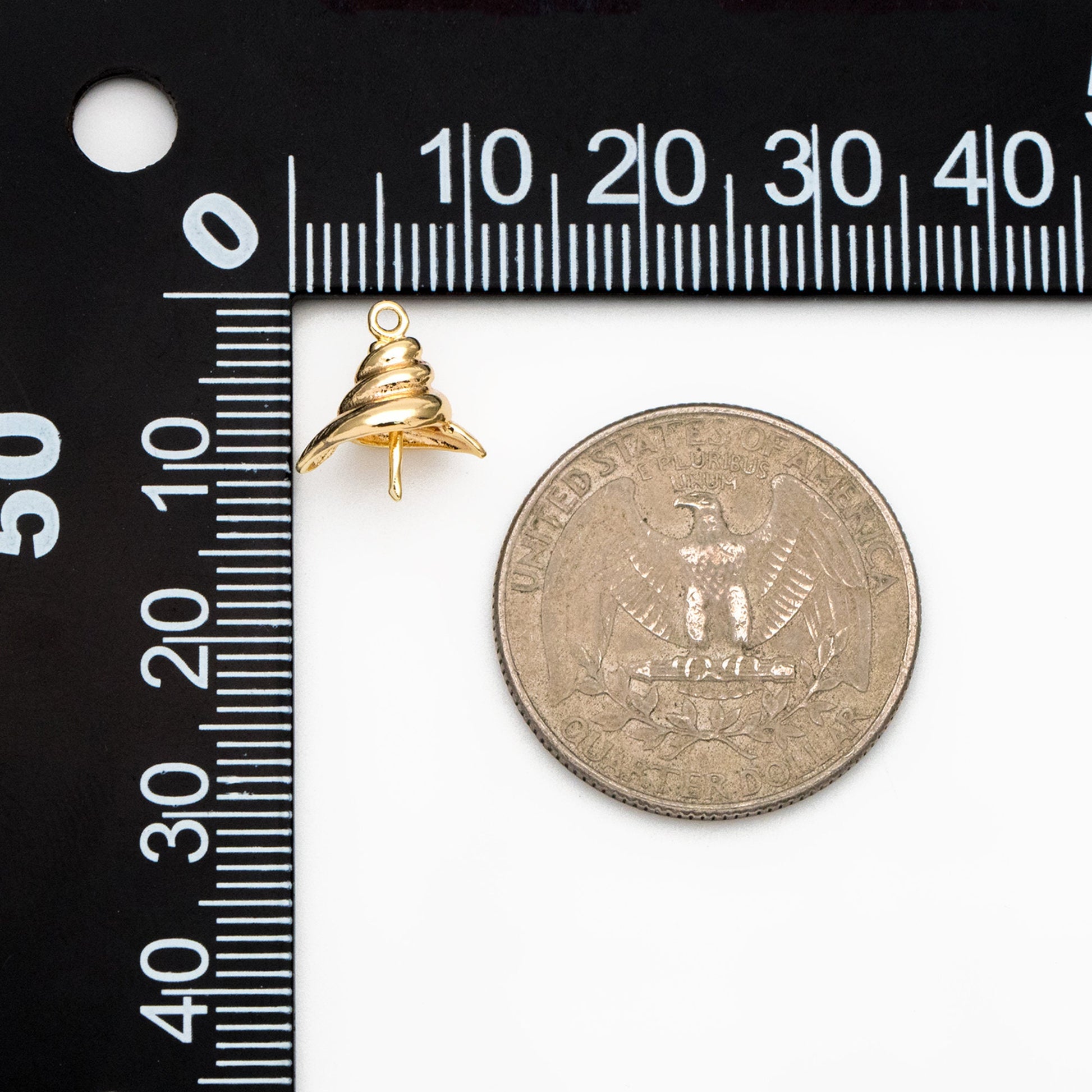10pcs Gold Conch Caps, Real Gold plated Brass, Peg For Half Drilled Pearl Mounts, Peg Pearl Findings (GB-4032)