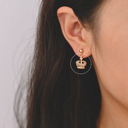 4pcs Gold Crown Charms with CZ Diamond, Real Gold plated Brass Crown Pendants 15x11mm, Lead Nickel Free (GB-187)