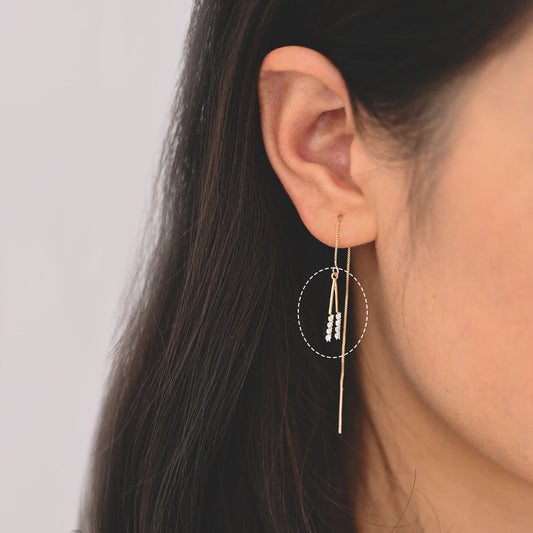 4pcs CZ Pave Gold Stick Charms 19mm, Real Gold plated Brass, Dangle Earring Components Pendants (GB-367)