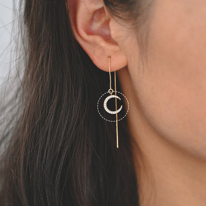 10pcs CZ Pave Moon Charms: Gold/ Rhodium/ Rose Gold Plated Brass Crescent Pendants (GB-618-G)