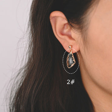 4pcs Gold Framed Clear Dangle Charms, Gold plated Brass Crystal Glass Pendants (GB-550)