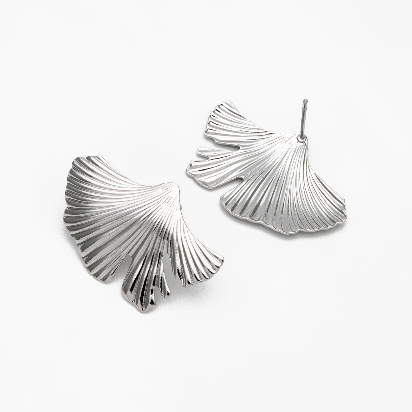 10pcs Gold/ Silver Ginkgo Leaf Earring, Gold/ Rhodium Plated Brass Minimalist Stud Earrings, DIY Ear Findings (GB-3820)