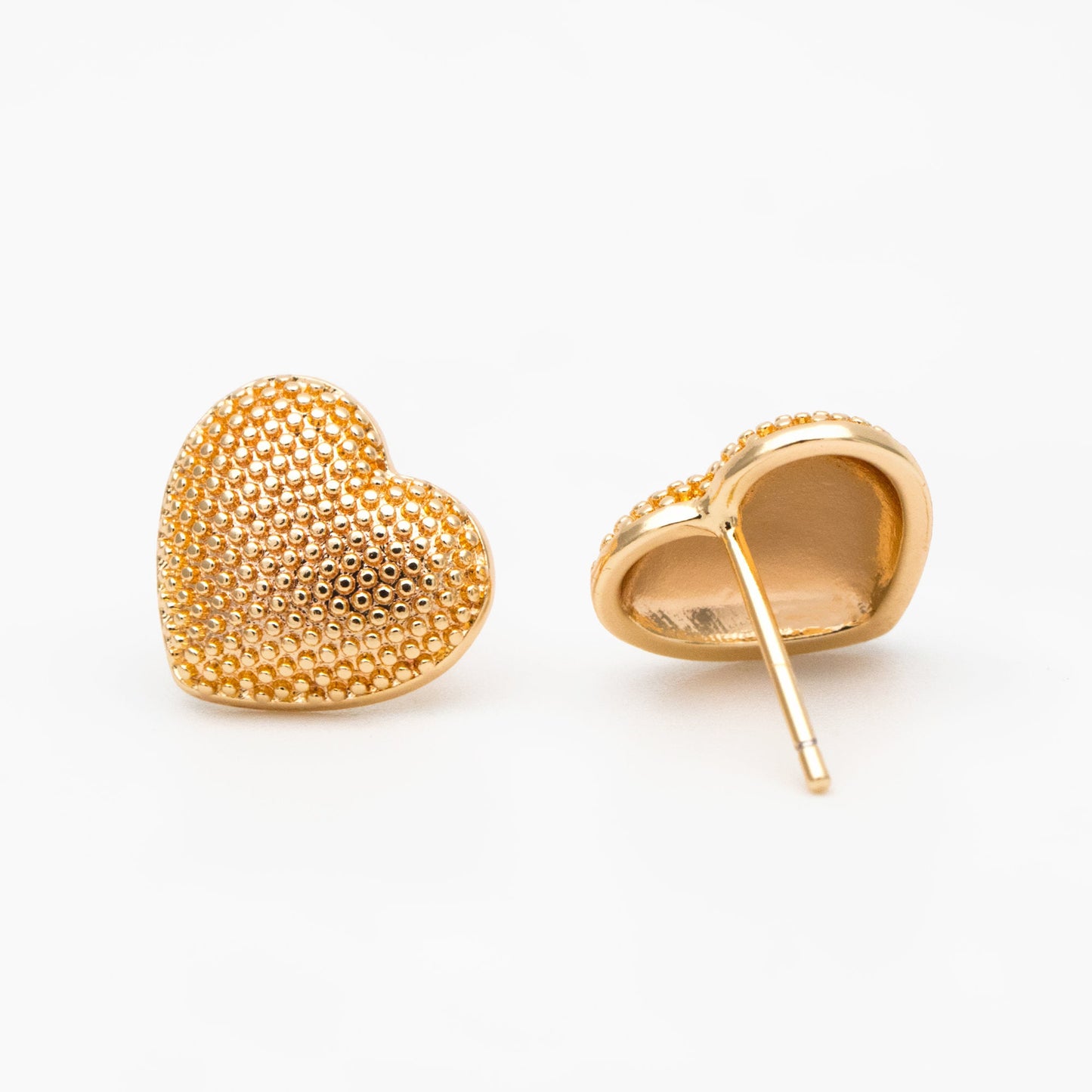 10pcs Gold Heart Ear Post, Real Gold plated Brass, Geometric Earring Studs (GB-3903)