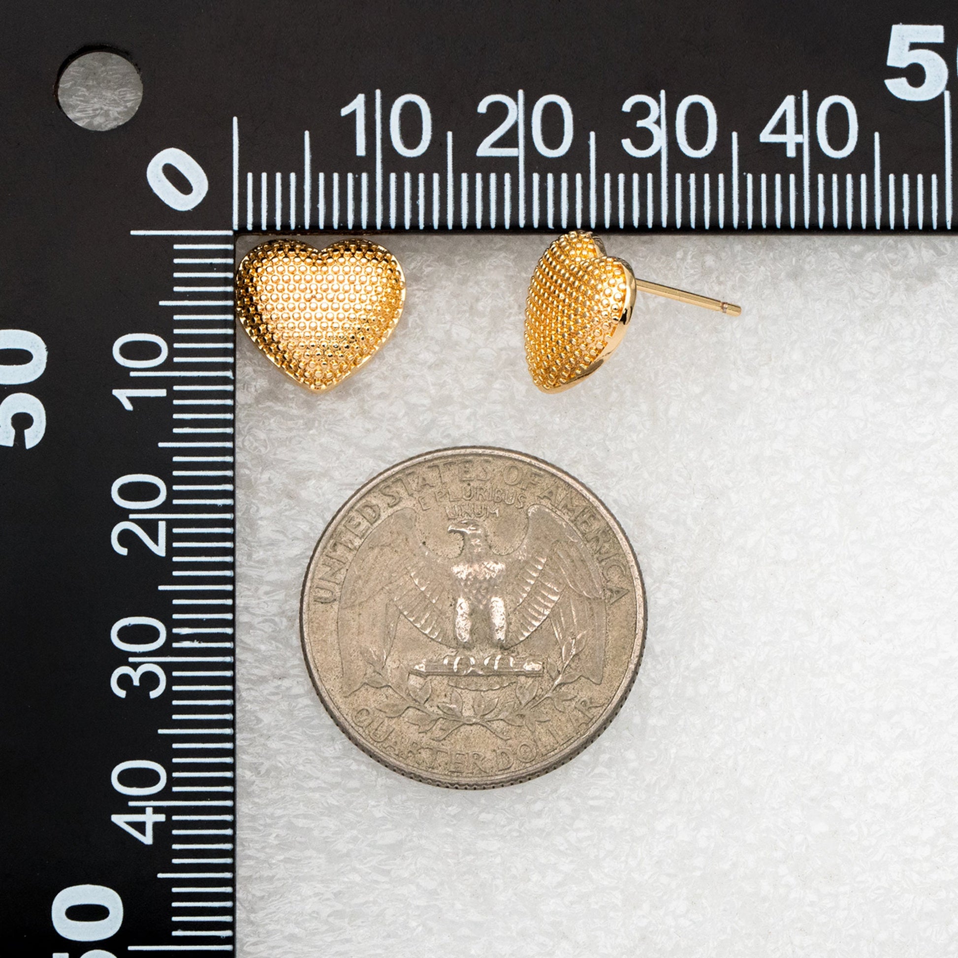 10pcs Gold Heart Ear Post, Real Gold plated Brass, Geometric Earring Studs (GB-3903)