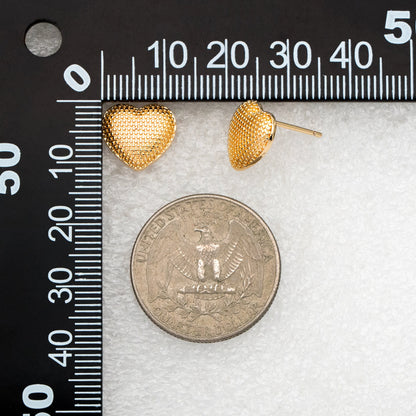 10pcs Gold Heart Ear Post, Real Gold plated Brass, Geometric Earring Studs (GB-3903)