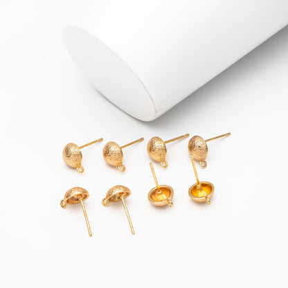 10pcs Gold Stardust Round Earring With Loop, 18K Gold plated Brass, Geometric Stud Earring Components (GB-3911)