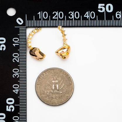 4pcs CZ pave Gold Heart Ring Connector, Half Circle Connector (GB-3906)