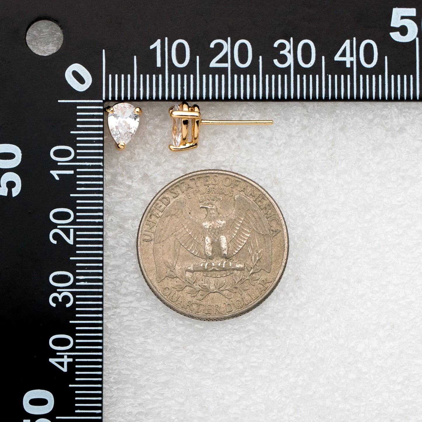 10pcs CZ Pave Teardrop Ear Posts, 18K Gold/ Rhodium Plated Brass, Water Drop Stud Earrings (GB-2618-B)