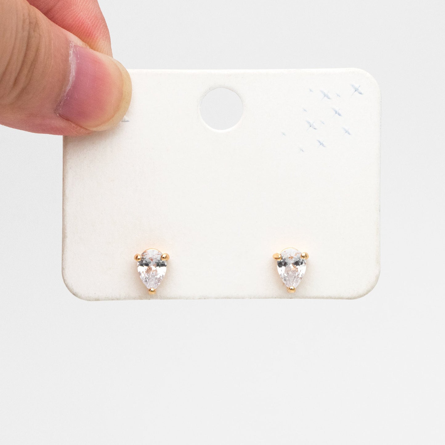 10pcs CZ Pave Teardrop Ear Posts, 18K Gold/ Rhodium Plated Brass, Water Drop Stud Earrings (GB-2618-B)