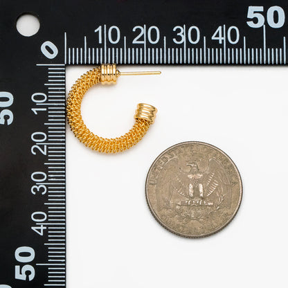 4pcs Gold Round Circle Ear Posts 22mm, Gold plated Brass, Dainty Geometric Hoop Stud Earrings (GB-3937)