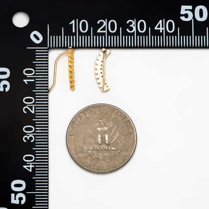 4pcs CZ Pave Gold Spike Ear Crawler Earrings 15x6mm, 18K Gold Plated Brass Ear Climber, Sparkly Earring (GB-3960)