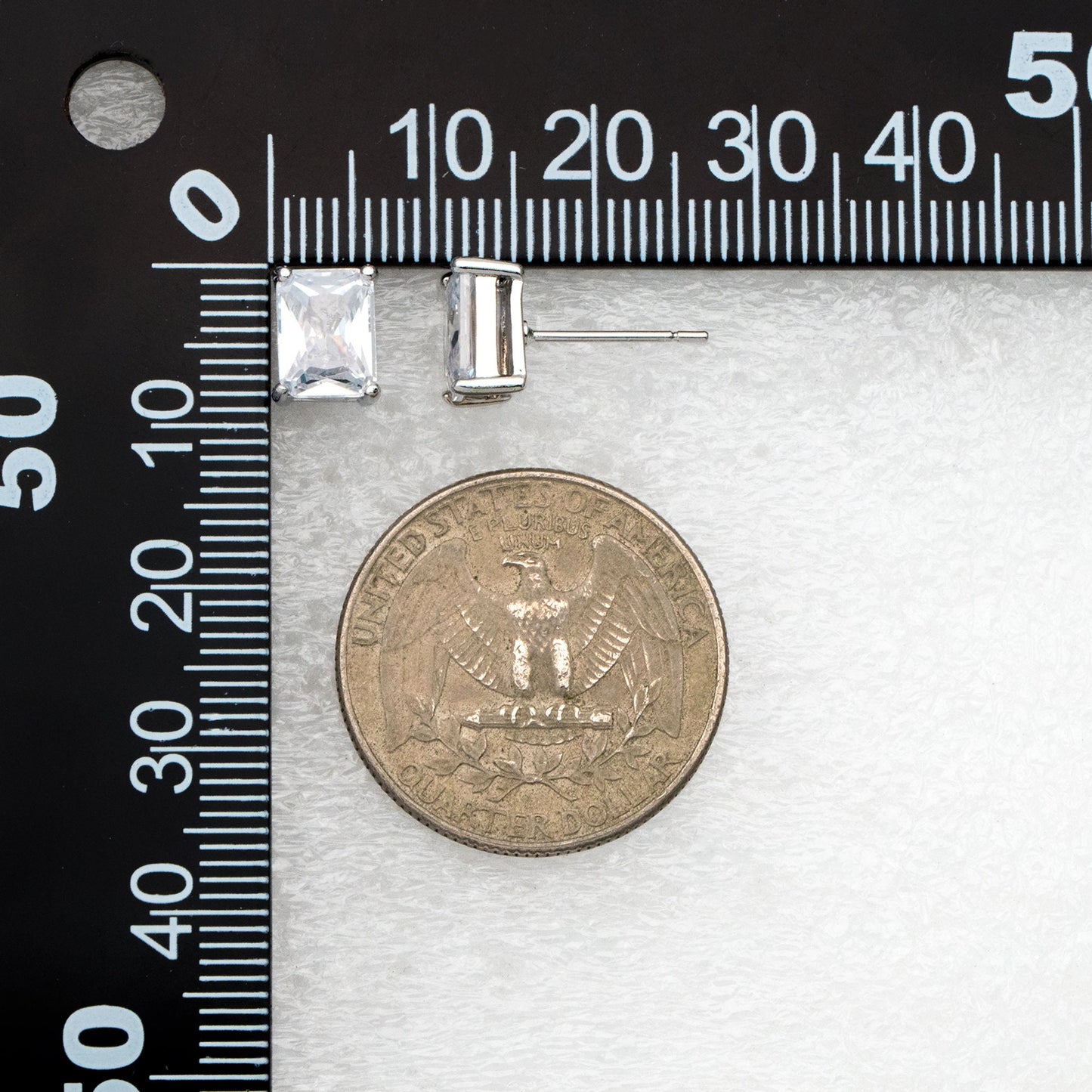 10pcs CZ Pave Rectangle Earring Studs, 18K Gold/ Rhodium plated Brass Ear Posts, Geometric Earring Findings (#GB-2618-C)