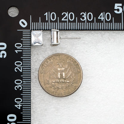 10pcs CZ Pave Rectangle Earring Studs, 18K Gold/ Rhodium plated Brass Ear Posts, Geometric Earring Findings (#GB-2618-C)