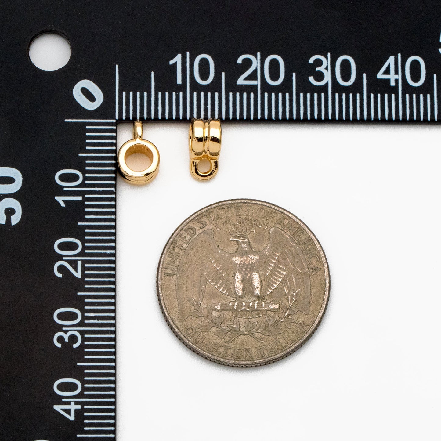 10pcs Gold/ Silver Bail Beads, Bail Charm Holder Spacer with Loop, Tube Bails, Cord Bails, Slider Bails, Spacer Ring (GB-1328-B)