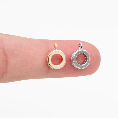 10pcs CZ Pave Gold/ Silver Bail Beads, Bail Charm Holder Spacer with Loop, Tube Bails, Cord Bails, Slider Bails, Spacer Ring (GB-1328-C)