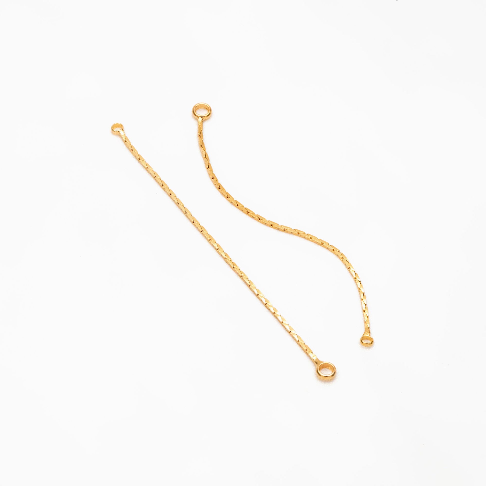 10pcs Gold/ Silver Chain Charm with 2 Loops, Gold/ Rhodium plated Brass Earring Chain Connectors, Chain Earring Findings (GB-244-#D)