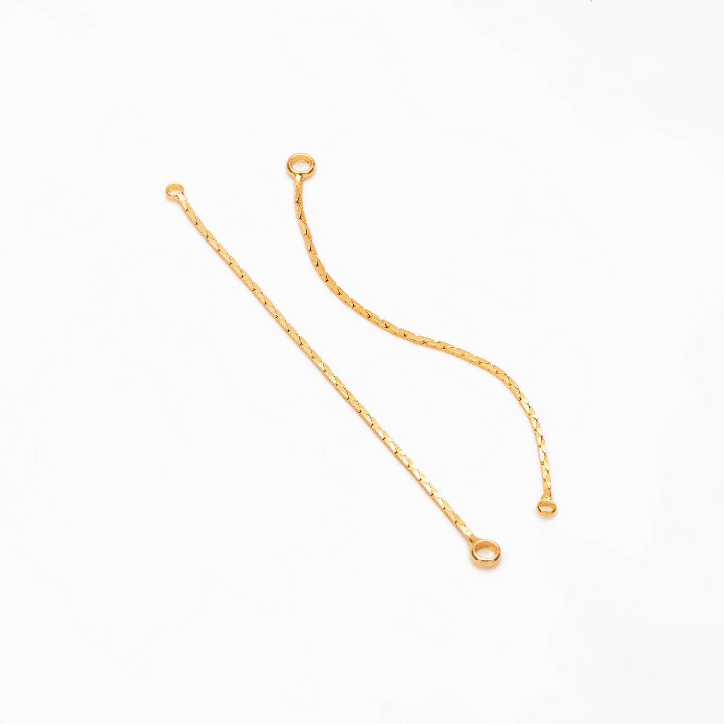 10pcs Gold/ Silver Chain Charm with 2 Loops, Gold/ Rhodium plated Brass Earring Chain Connectors, Chain Earring Findings (GB-244-#D)