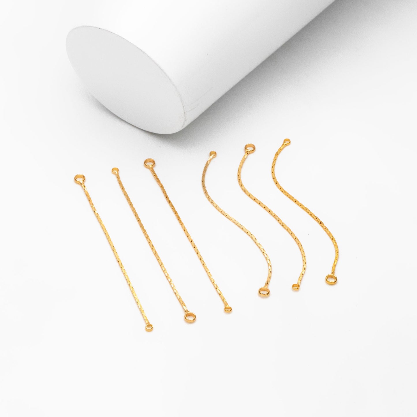 10pcs Gold/ Silver Chain Charm with 2 Loops, Gold/ Rhodium plated Brass Earring Chain Connectors, Chain Earring Findings (GB-244-#D)