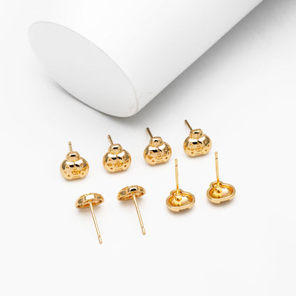 10pcs Gold Ladybug Earrings 8x8mm, Gold Plated Brass Cute Insect Stud Earrings (GB-4029)