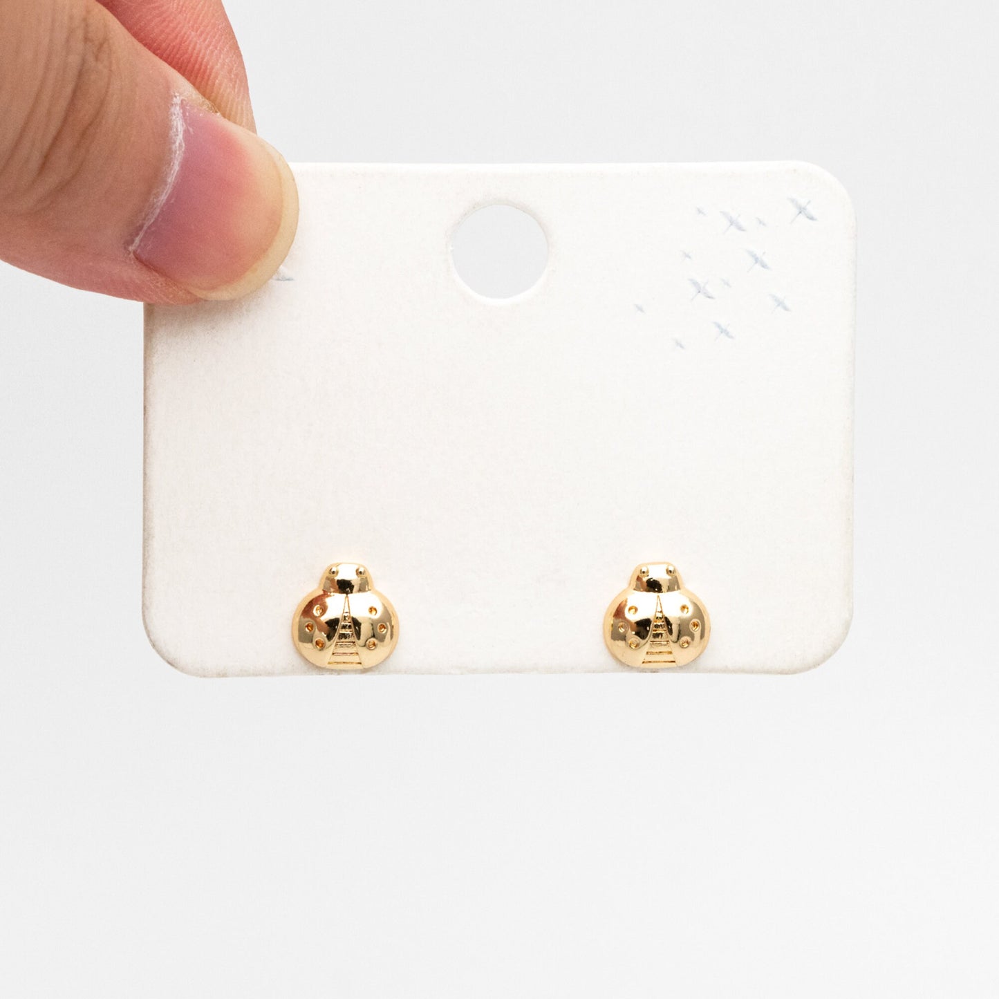 10pcs Gold Ladybug Earrings 8x8mm, Gold Plated Brass Cute Insect Stud Earrings (GB-4029)