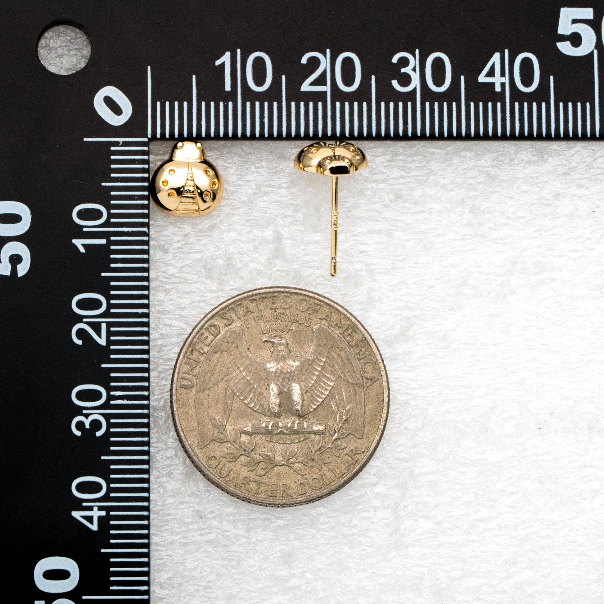 10pcs Gold Ladybug Earrings 8x8mm, Gold Plated Brass Cute Insect Stud Earrings (GB-4029)