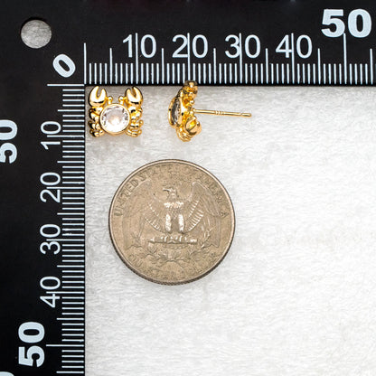 10pcs CZ Pave Gold Crab Earrings, Dianty Crab Stud Earrings, Jewelry Supplies (GB-4038)