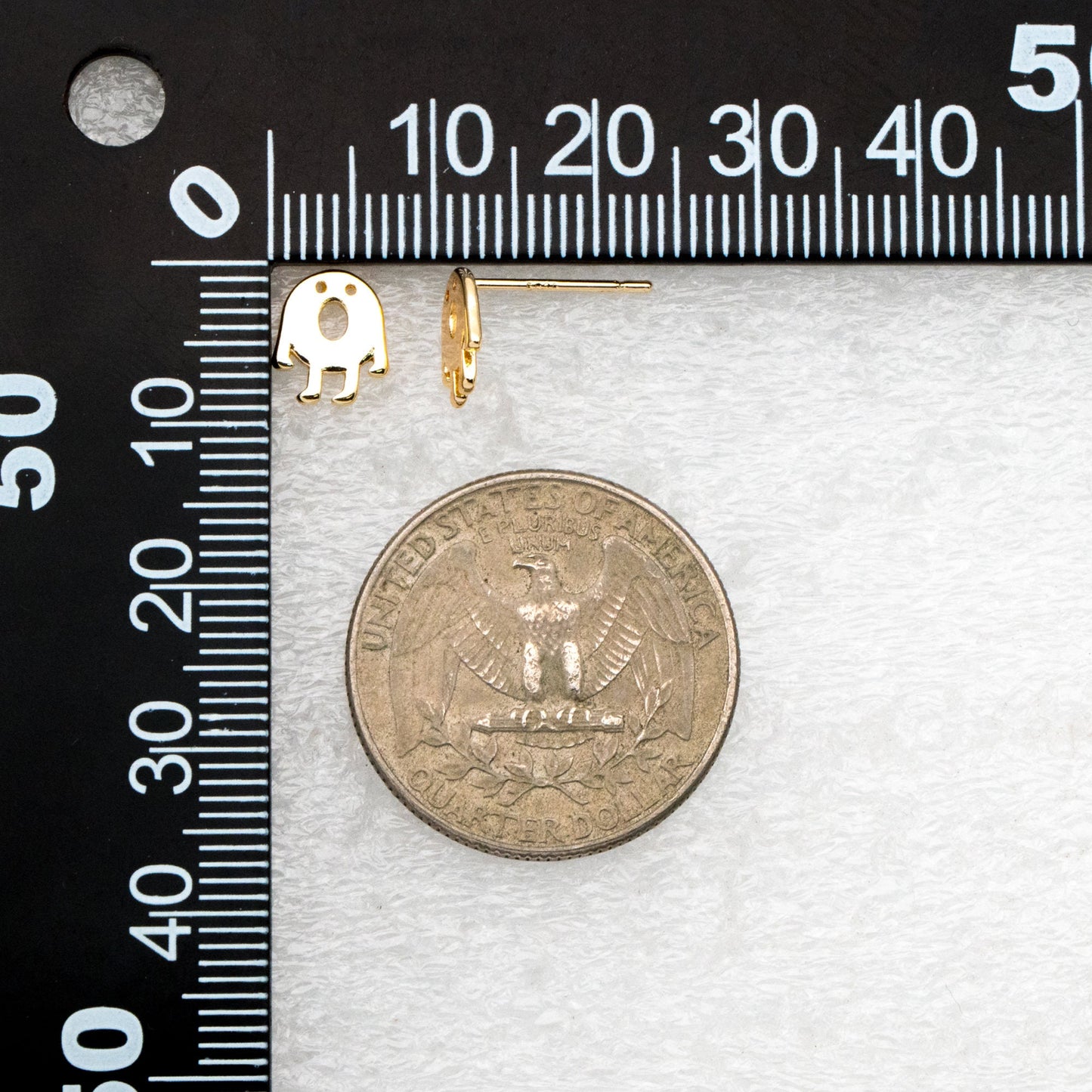 10pcs Gold Ghost Ear Posts 9x7mm, Gold Plated Brass Minimalist Stud Earrings (GB-3312-B)