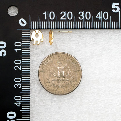 10pcs Gold Ghost Ear Posts 9x7mm, Gold Plated Brass Minimalist Stud Earrings (GB-3312-B)