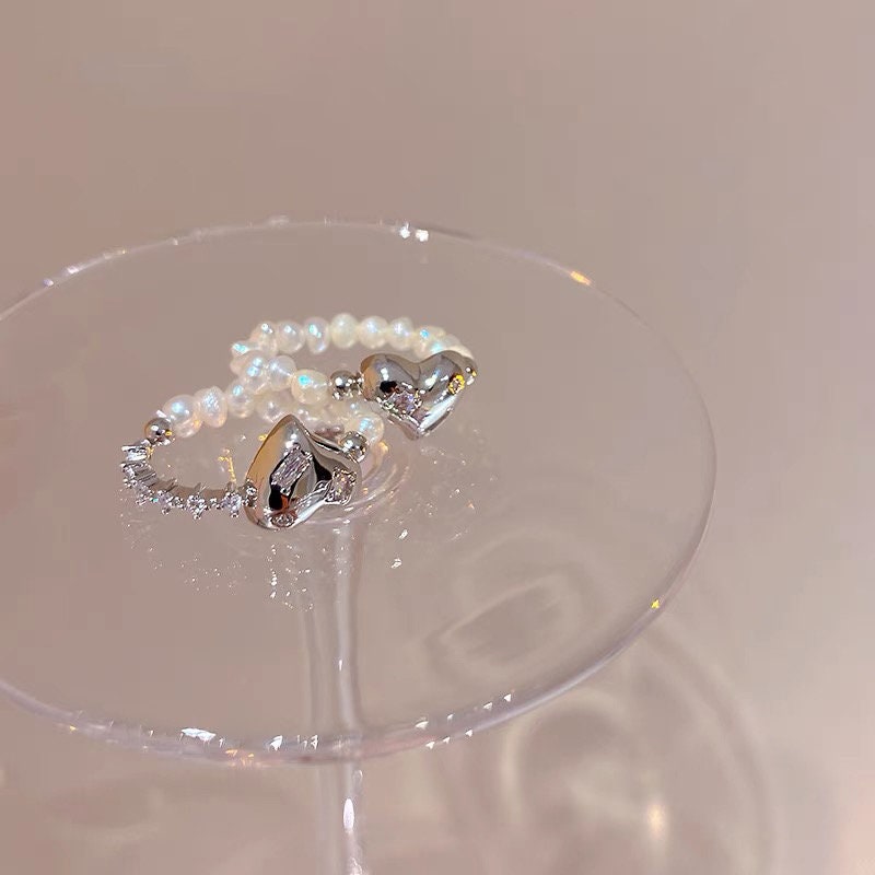 4pcs CZ pave Gold Heart Ring Connector, Half Circle Connector (GB-3906)