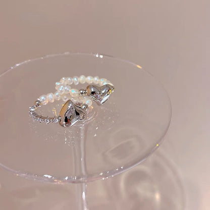 4pcs CZ pave Gold Heart Ring Connector, Half Circle Connector (GB-3906)