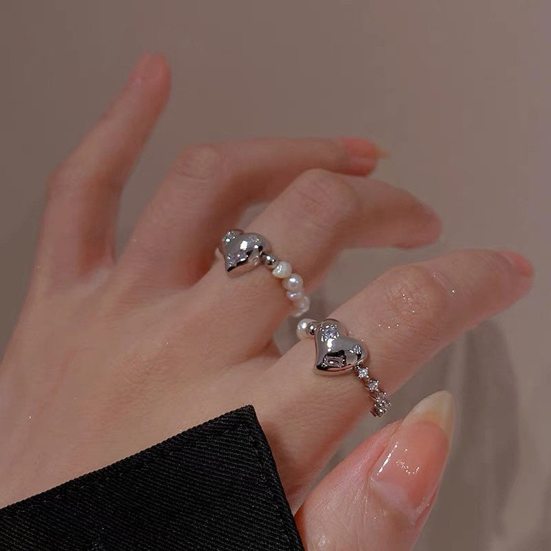 4pcs CZ pave Gold Heart Ring Connector, Half Circle Connector (GB-3906)