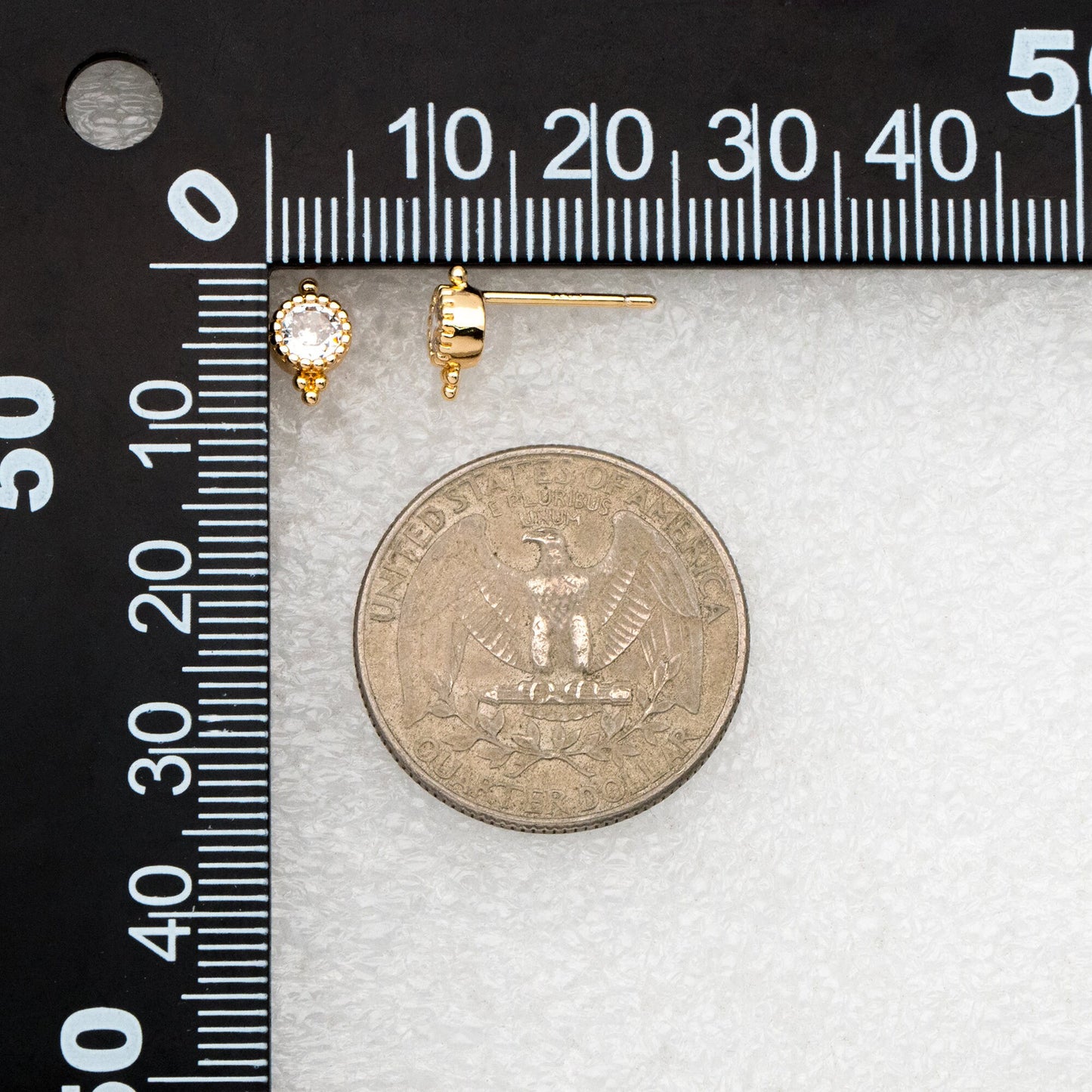 10pcs CZ Pave Round Ear Posts 8x5mm, Gold Plated Brass Dainty Stud Earrings (GB-3914)