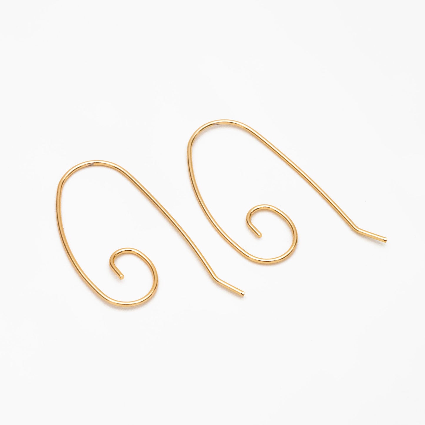 10pcs Gold plated Brass Ear Hooks 36x22mm, Simple Earwires Earring Components (GB-947-E)