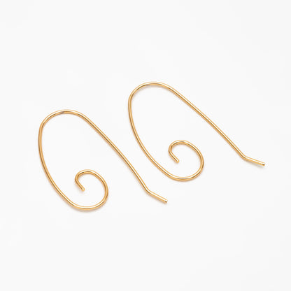10pcs Gold plated Brass Ear Hooks 36x22mm, Simple Earwires Earring Components (GB-947-E)