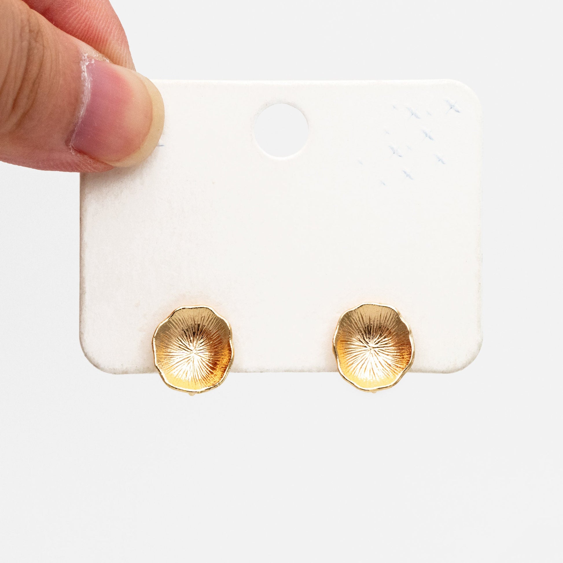 10pcs Gold Lotus Leaf Earring with Loop 12X11mm, 18K Gold plated Brass, Stud Earring Components (GB-3997)