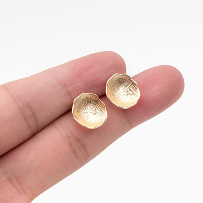 10pcs Gold Lotus Leaf Earring with Loop 12X11mm, 18K Gold plated Brass, Stud Earring Components (GB-3997)