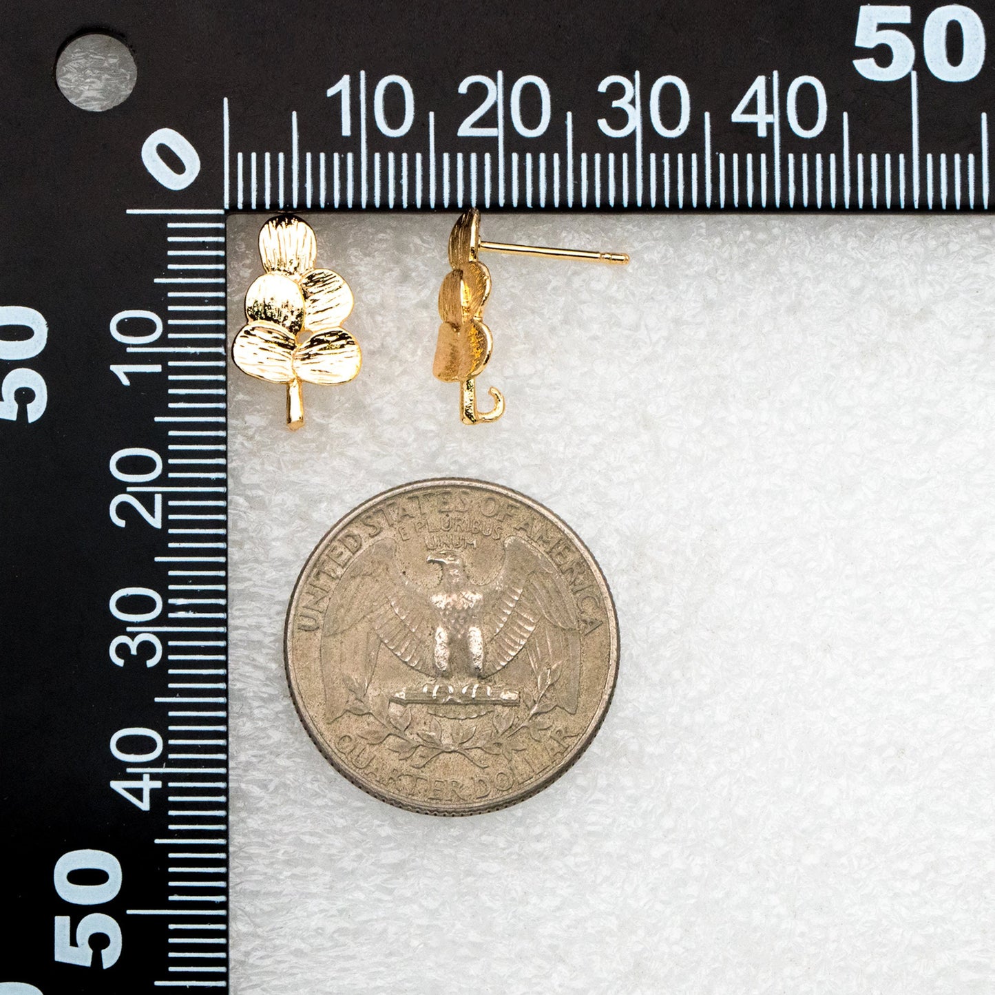 10pcs Gold Brushed Leaf Earring with A Loop 15x9mm, Gold Plated Brass Tree Stud Earrings, DIY Ear Findings (GB-4003)