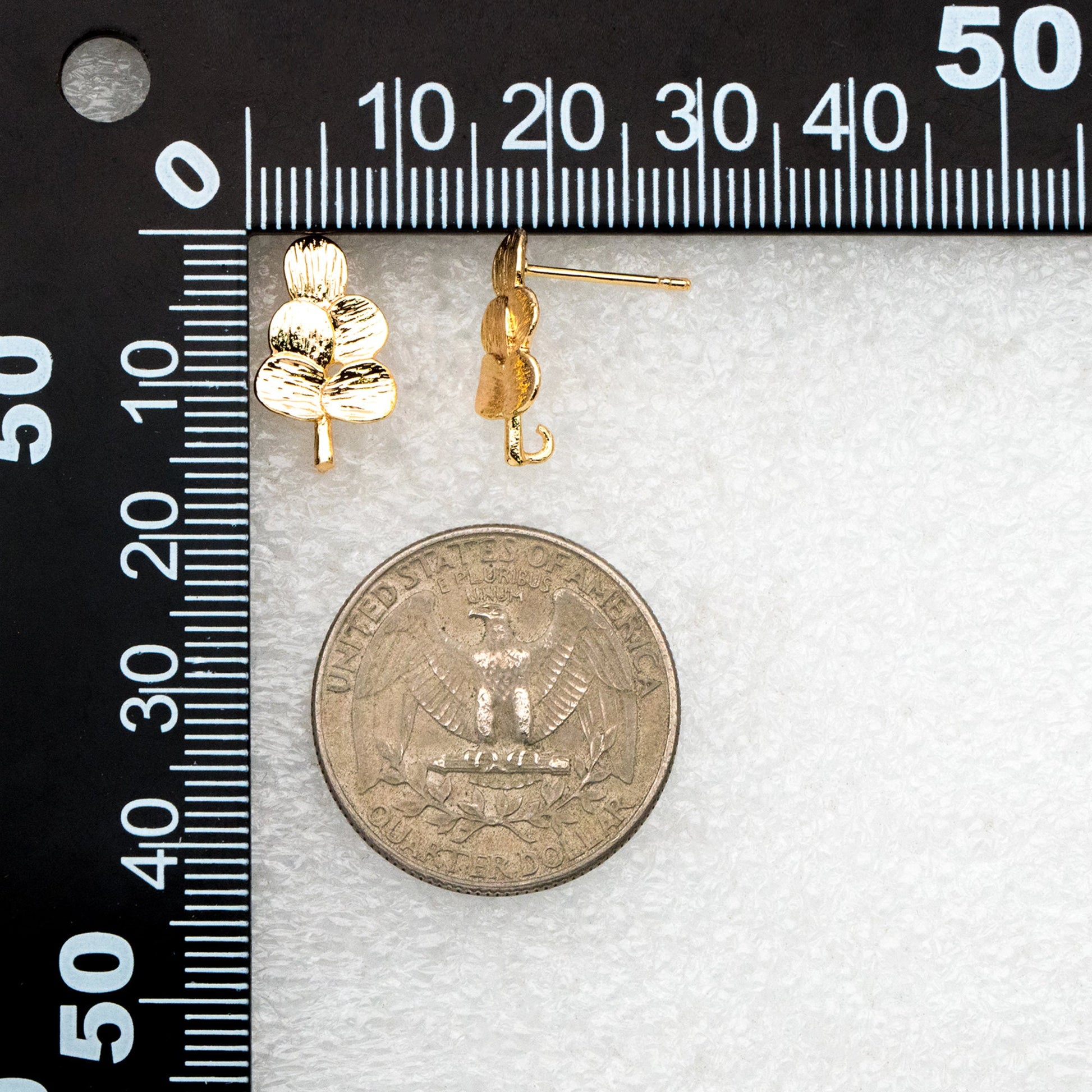 10pcs Gold Brushed Leaf Earring with A Loop 15x9mm, Gold Plated Brass Tree Stud Earrings, DIY Ear Findings (GB-4003)