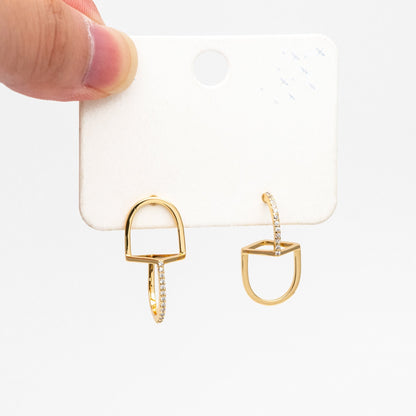 4pcs CZ Pave Gold Asymmetry Earrings, 18K Gold plated Brass Geometric Stud Earrings (GB-3912)