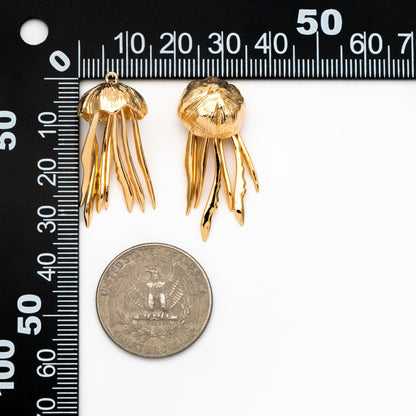 4pcs Gold/ Silver Jellyfish Pendants, 18K Gold/ Rhodium plated Brass Ocean Charms, DIY Supplies Wholesale (GB-4043)