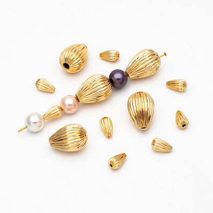 10pcs Gold Teardrop Spacer Beads 5mm/ 11mm, DIY Jewelry Making Supplies Wholesale (GB-4047)